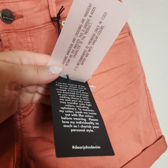 NWT Dear John Soft Stretch Denim Chalk Pink Orange Terracotta Shorts. Size 29. - Picture 13 of 16